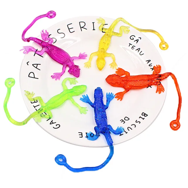 5/10PCS Multi-color Stretchy Sticky Toys Funny Sticky Lizard Animals Hand Toys for Kids Party Favors Gadgets Gag Toy 4