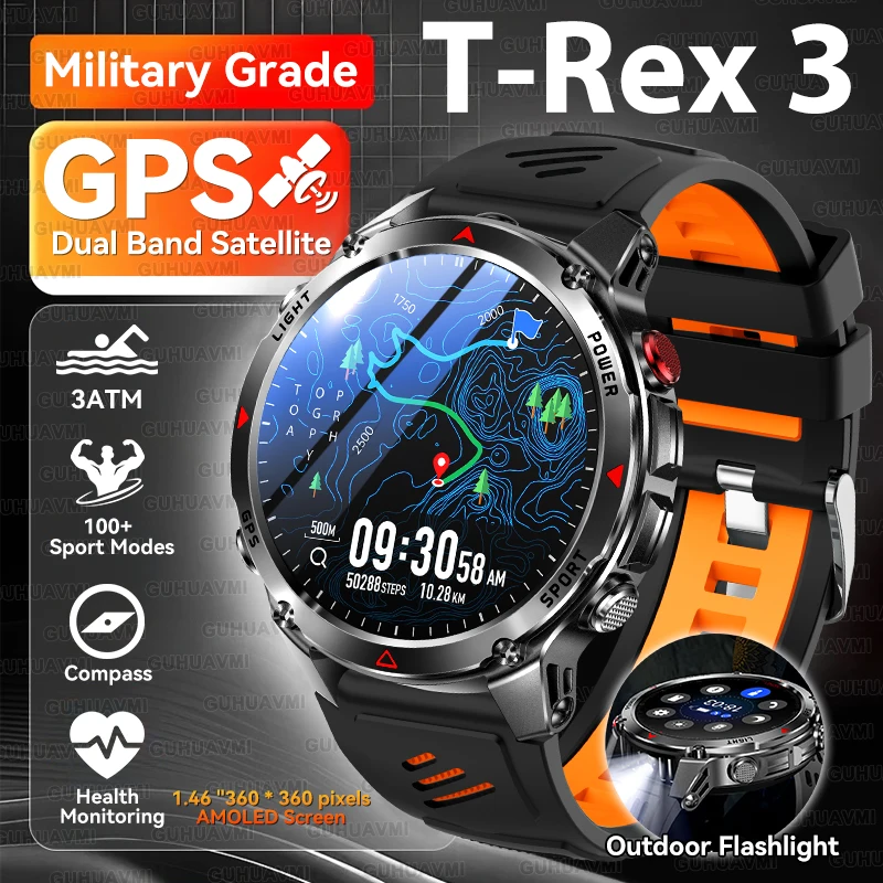 2025 New Professional GPS Sports Smart Watch Outdoor RIDE Run GPS track Swim Watchs Compass Altimeter 3ATM Sports Bracelets Men