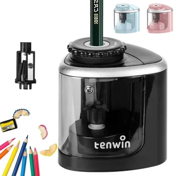 Temperino Elettrico Automatico per Studenti, Temperino con Lama in Acciaio Elicoidale per Artisti, Matite Colorate per Bambini e Adulti