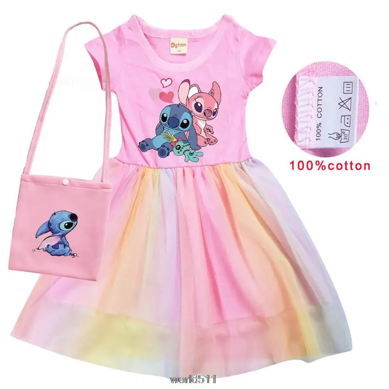 Summer Stitch Dresses for Girls Vestidos Stich Dress Birthday Party  Clothing Disney Princess Costumes Children's Dress Presents - AliExpress