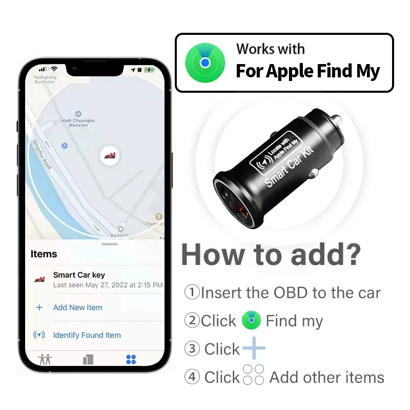 Universal Mini OBD GPS Car Charge Locator Tracker 20W USB Type-C Charger Fast Adapter Hidden Find My Apple Official App gps tracker,car tracker