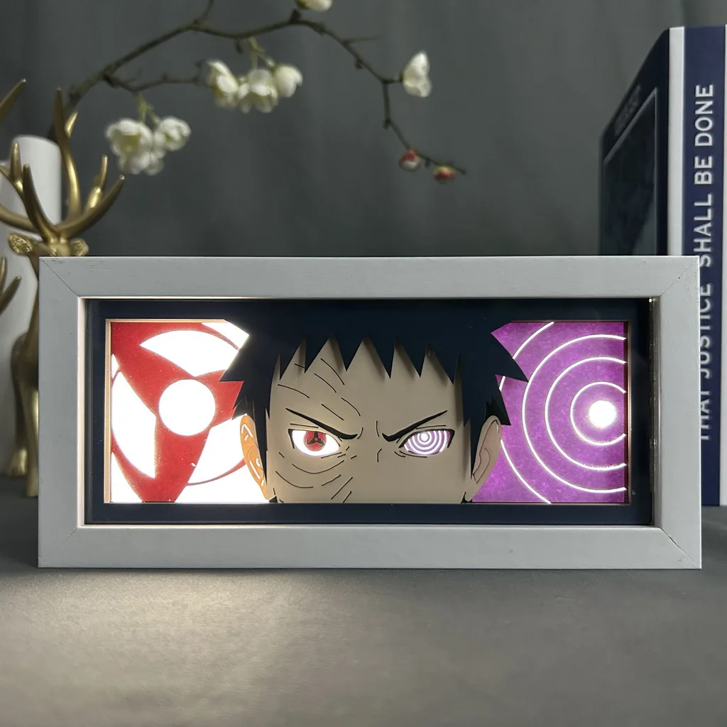 

Uchiha Obito 3D Anime LED Light Box Hatake Kakashi Action Figure Toys Paper Carving Light Kid Brithday Gift