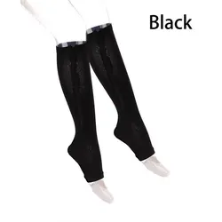 Unisex Open Toe Zipper Compression Support Socks - Anti - Fatigue & Stretchy Knee - High Sox - XXL (Black)
