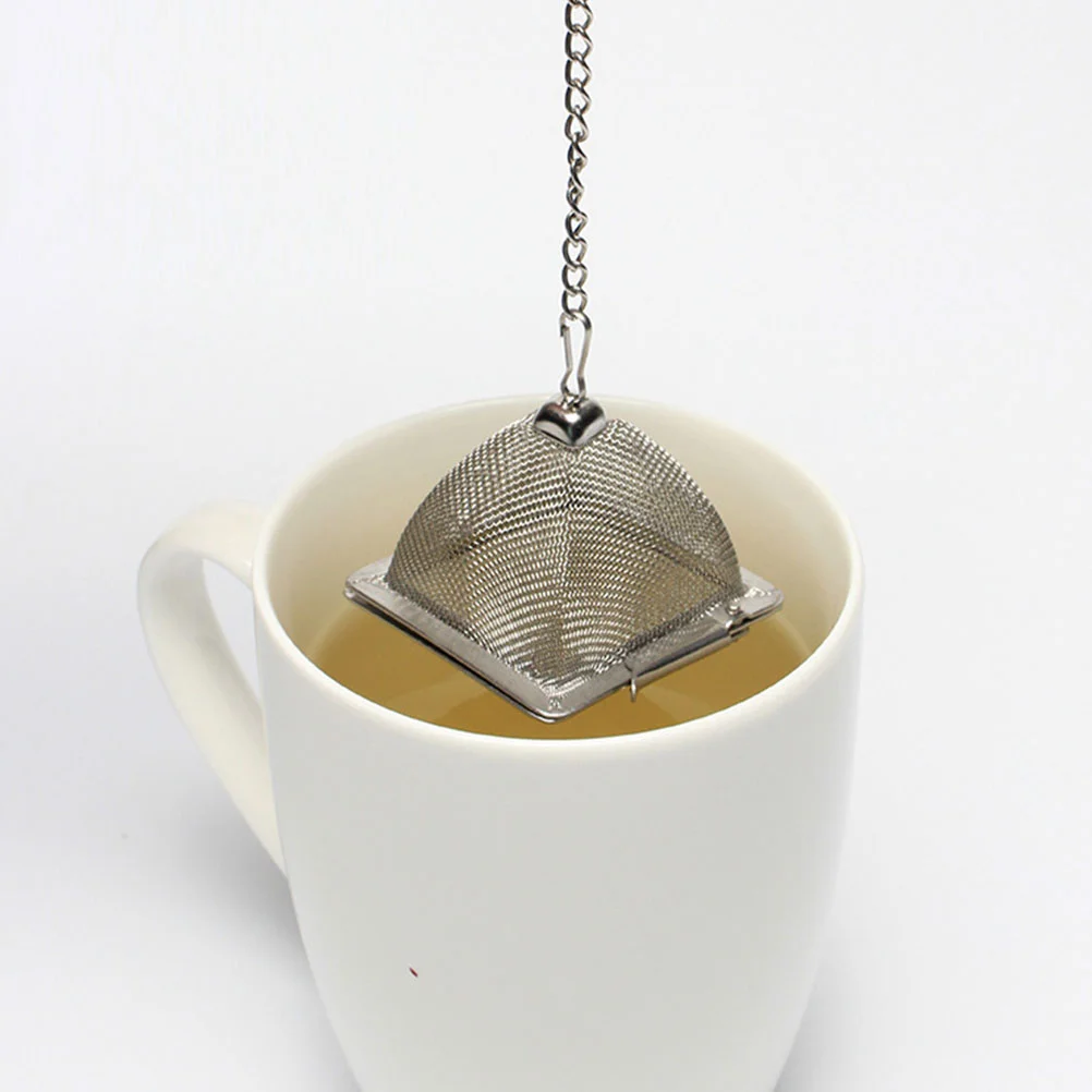 2 Pcs Stainless Steel Tea Strainer Pyramid Tea Infuser Reusable Leaf Filter Holder Small Kitchen Dining Bar Strainers