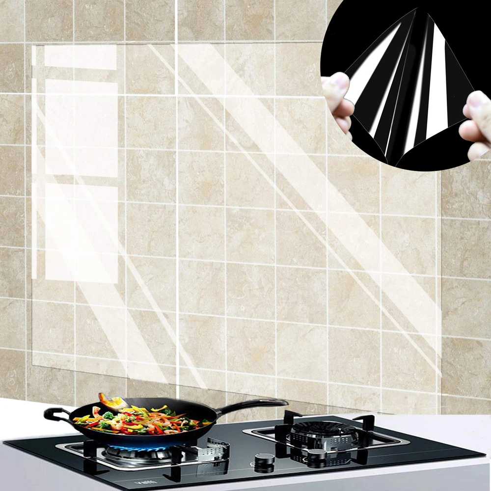 1pc Kitchen Oil Proof Wall Sticker 90x60cm Heatresistant Wallpaper