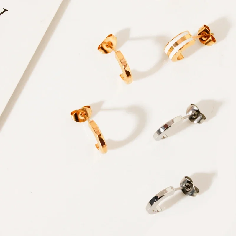 Exquisite high-end stainless steel semi-circular oil droplet DW earrings, a gift for girlfriends 3