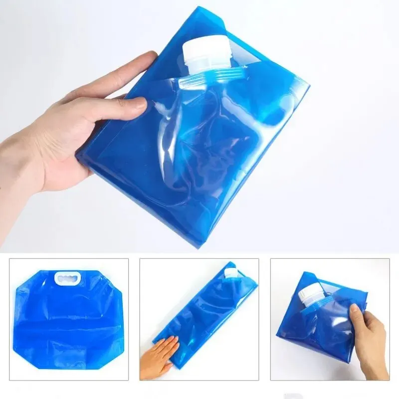 5L /10L 2pcs Outdoor Portable Folding Water Bag Travel Camping Plastic Large Capacity Water Storage Bags for Various Liquids