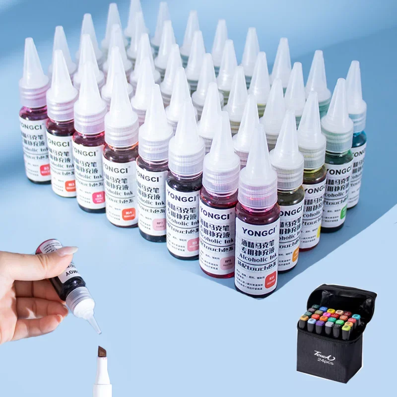 

12 Colors Marker Universal Ink Refill Liquid Color Oily Quick-drying Hard Head Pigment Pen Filling Liquid Art Supplies