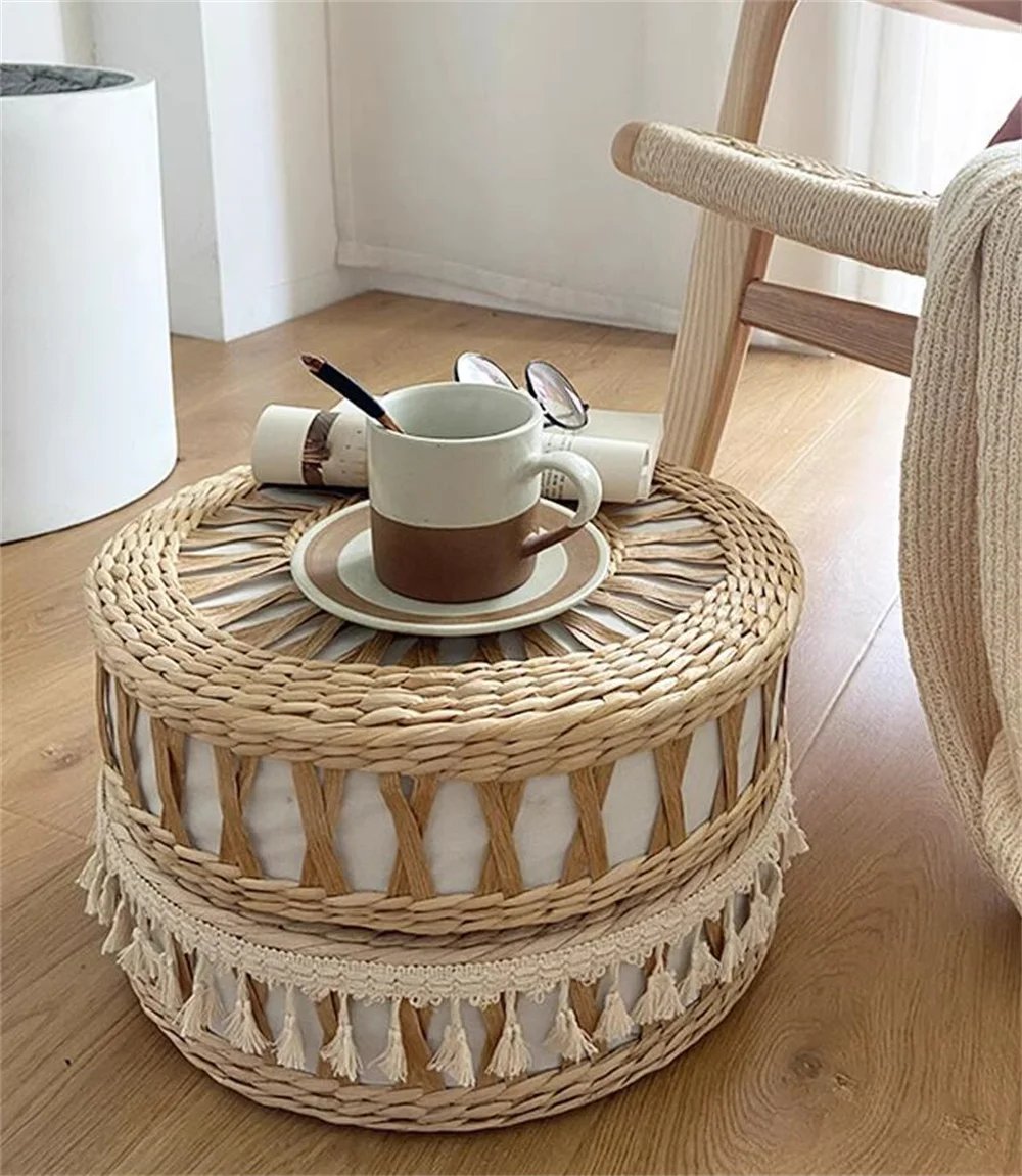 

Europe Handmade Grass Woven Seat Cushion Rattan Woven Seat Cushion For Homestays Home Decro