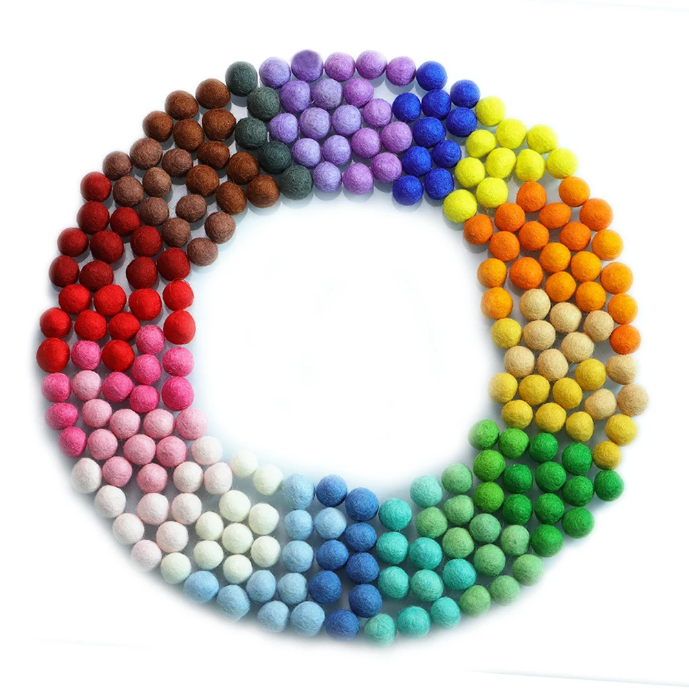 50pcs/lot 1.0cm/1.2cm/1.5cm/2cm/3cm Wool Felt Balls Round Wool Felt Balls  Pom Poms Mixed Color Wholesale 26 Colors - Felt - AliExpress