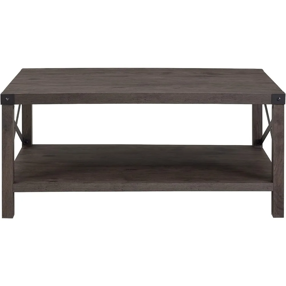 Sedalia Modern Farmhouse Metal-X Coffee Table, 1 Pack, Sable Grey 4