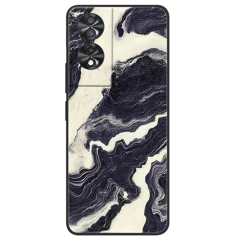 Elegant Marble Soft Matte Silicone Phone Case - Full Coverage Design, 6.78''
