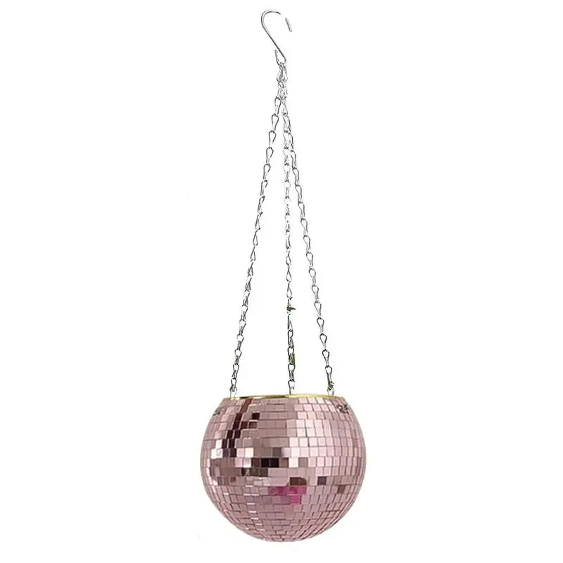 

Disco Ball Planter Mirror Disco Ball Bowl Boho Plant Hanger With Chain And Macrame Plant Hanger For Succulents Cacti Kitchen