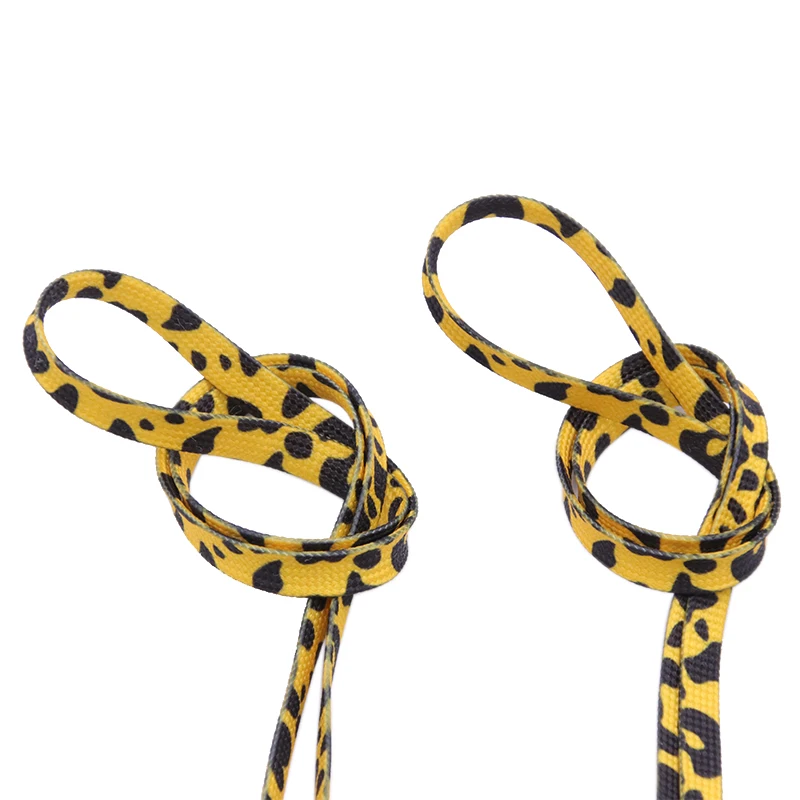 Weiou 7mm Polyester Double Hollow Flat Printed Classic Leopard Laces Sublimated Heat Transfer Shoelace Digital Print Shoestrings