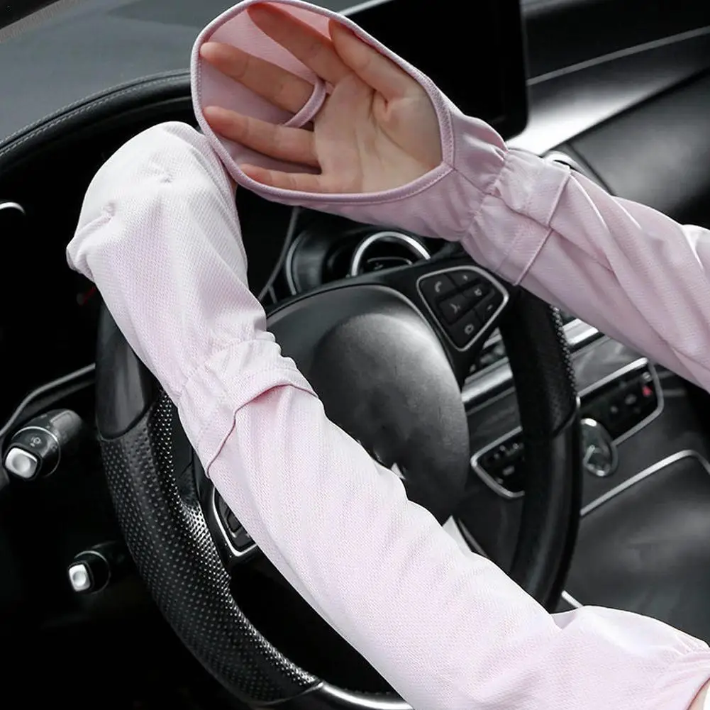 1 Pair Ice Silk Arm Sleeves Women Driving Sunscreen Loose Breathable