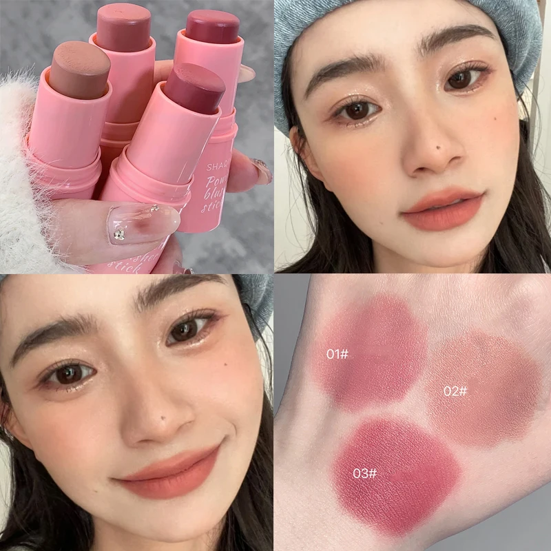 Rouge Blush Stick Waterproof Natural Cheek Blusher Cream High Color Rendering Brightening Skin Tone Korean Face Cosmetic blush stick facial blusher blush cream cream blusher