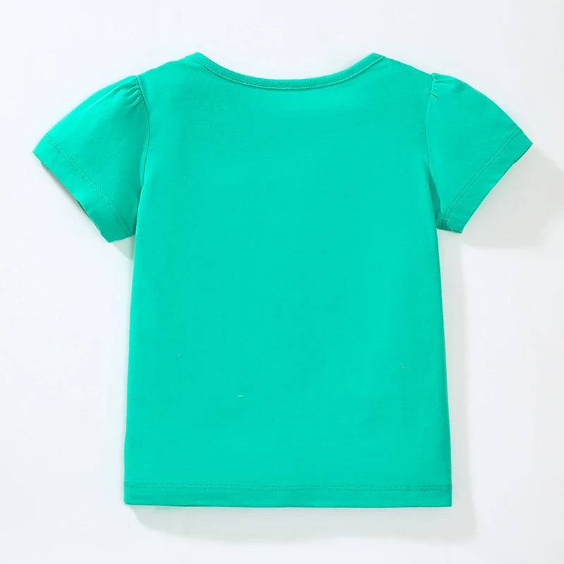 Little maven-Vêtements d'été pour enfants, t-shirts en coton vert pour bébés filles, t-shirts à fleurs de dessin animé pour enfants, 2024