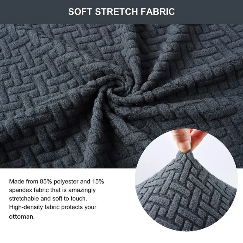 Polar Fleece Ottoman Cover Thicken Elastic Storage Stool Slipcovers All-inclusive Rectangle Footrest Protector Case Home Decor
