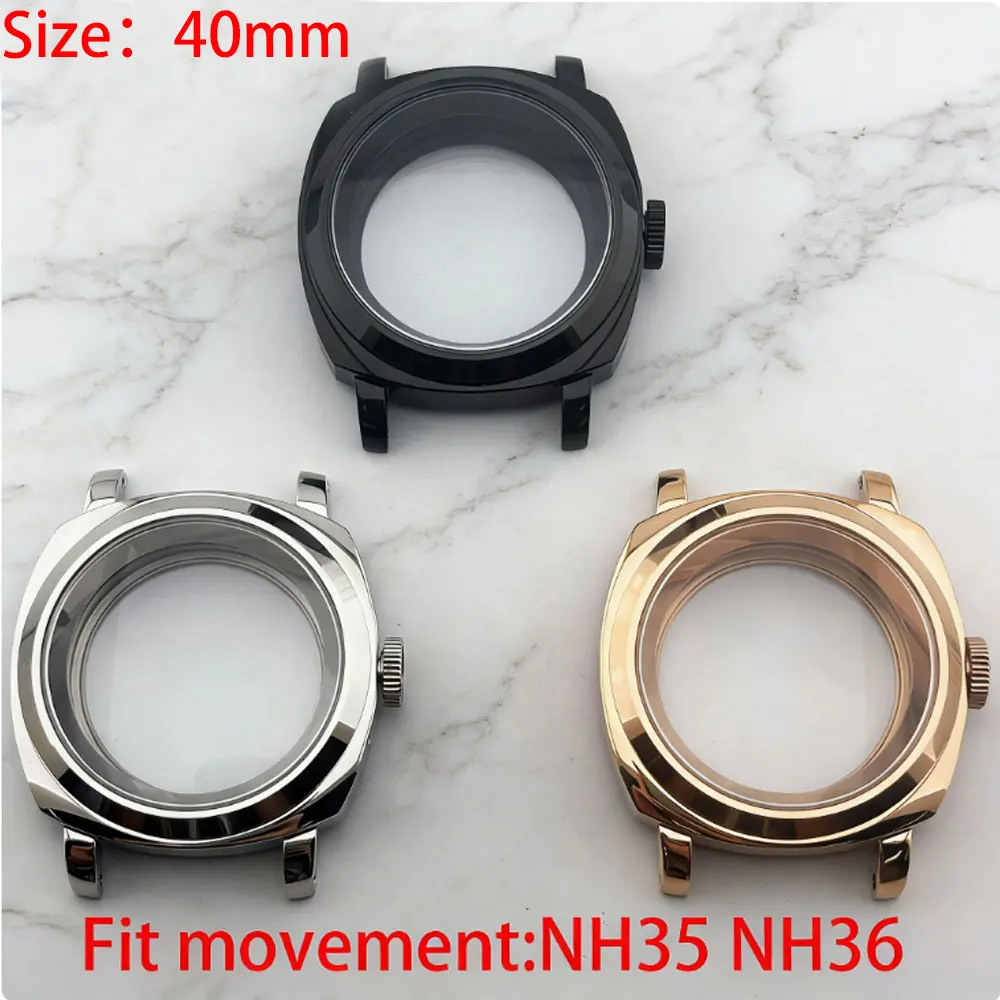 Elegant 40mm Tri-Tone Watch Case with Sapphire Glass