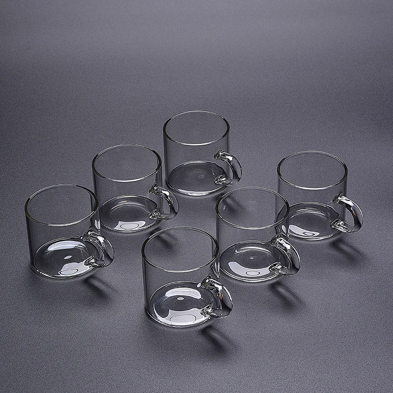 100ML Household Thicken Glass Teacup Heat Resistant High Temperature Explosion Proof Coffee Milk Rose Flower Tea Cups 6Pcs/Box