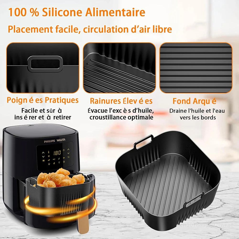 17cm Silicone Air Fryer Mould for Philips Airfryer Series 2000 4.2L NA229/00 4-5L Airfryer Compatibility Kitchen Accessories air fryer accessories,air fryer silicone tray,air fryer mold