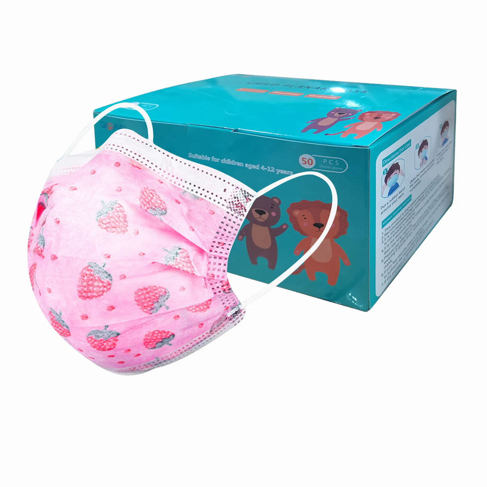 Children'S Mask Disposable Solid Mask Color Mask Non-Woven Printed Mask 50pc Disposable Face Mask Mouth Cover 마스크 маски マスク가면 5