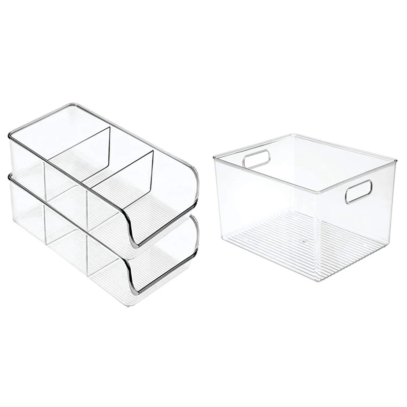

Acrylic Transparent Refrigerator Desktop Dormitory Bathroom Storage Box With 2Pcs Food Packet Kitchen Storage Organizer