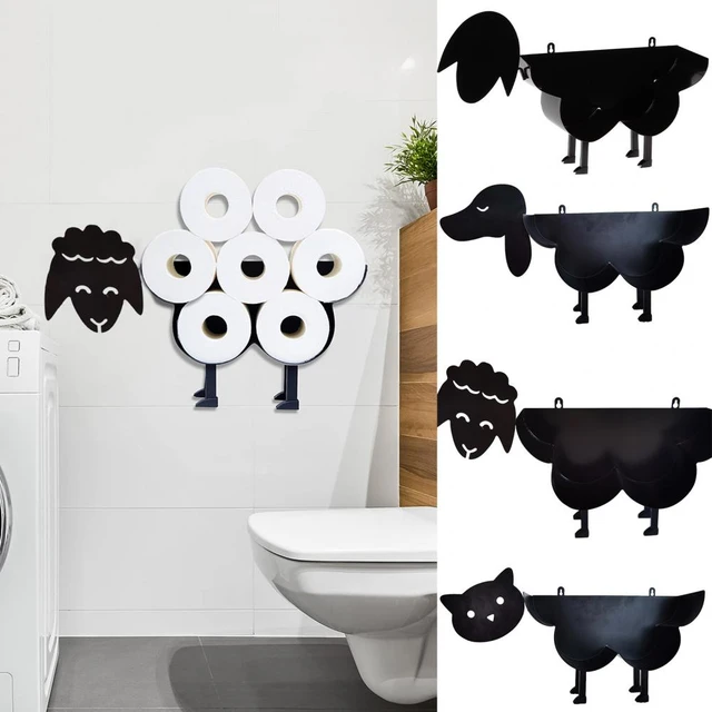 Black Sheep Toilet Paper Holder -Freestanding or Wall Mounted Toilet Paper  Stand