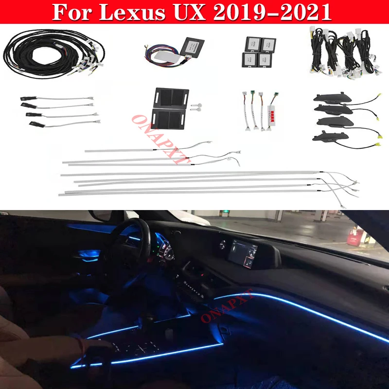 

Car Ambient Light Set For Lexus UX 2019-2021 Decorative LED Atmosphere Lamp illuminated Strip 64 Colors Button Control