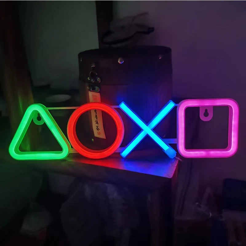 Game Icon Light PS4 Music Playstation Icon Light Voice Control LED Neon Lamp Atmosphere Decoration for Bar USB/Battery Powered LED Atmosphere Lights