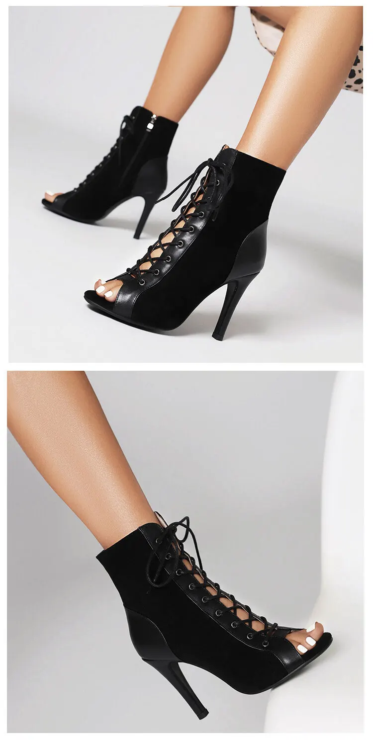 Latin Dance Heels Shoes for Women Party Boots High Heels Black Sandals Sexy Brand New Latin for Ballroom Jazz Stilettos Boots
