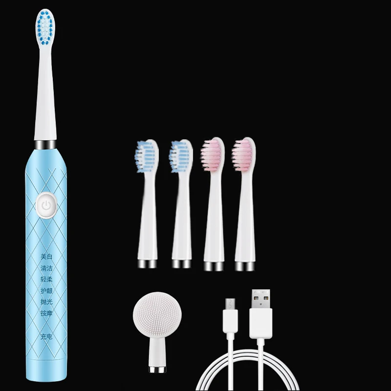 thumbnail image 1 of Cepillo de dientes eléctrico ajustable de 6 velocidades, resistente al agua, cepillado y lavado, cepillo de dientes eléctrico sónico inteligente dos en uno, 1 of 5