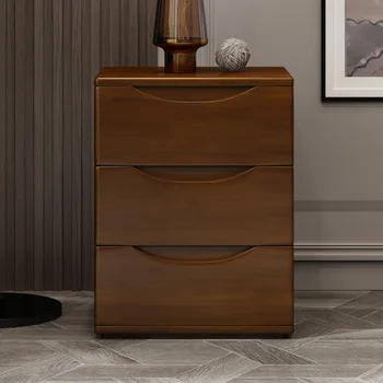 Contemporary Walnut Wood Nightstand