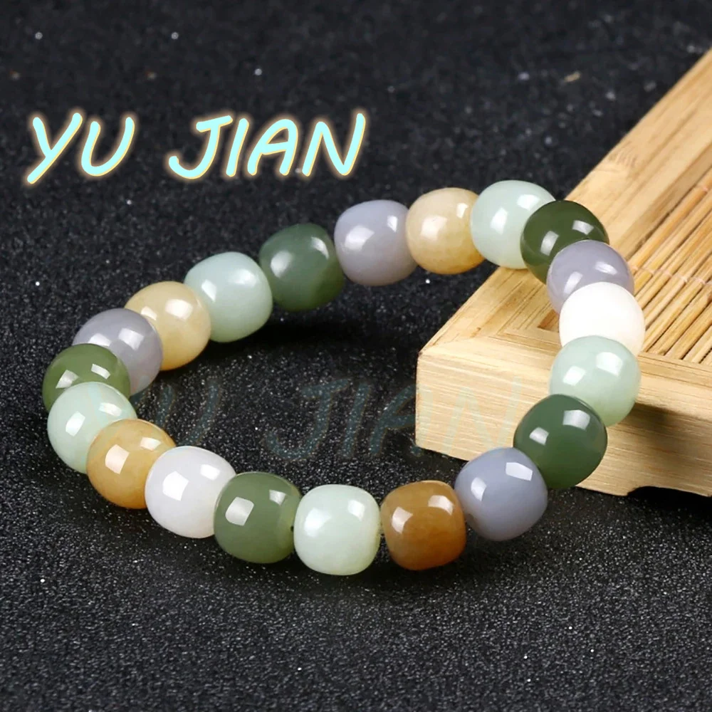 NEW Certified HETIAN Jade Bracelets Beaded Bangles Lover's Jewelry Lucky Amulet-Jade Delicate Elegant HANDRING Jewellery