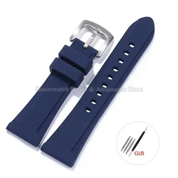 Premium Silicone Sport Watch Band - Colorful Collection - 26mm (Blue - silver)