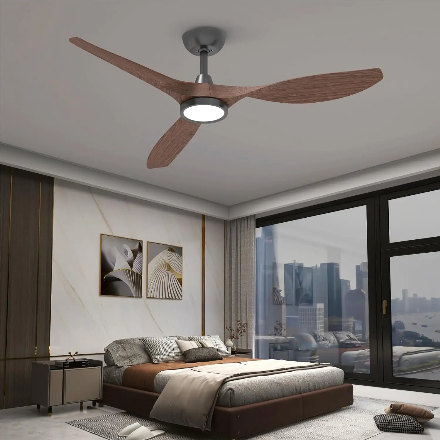 Ceiling Fans with Lights and Remote, 52 Inch Large Airflow Indoor Ceiling Fans with Quiet DC Motor