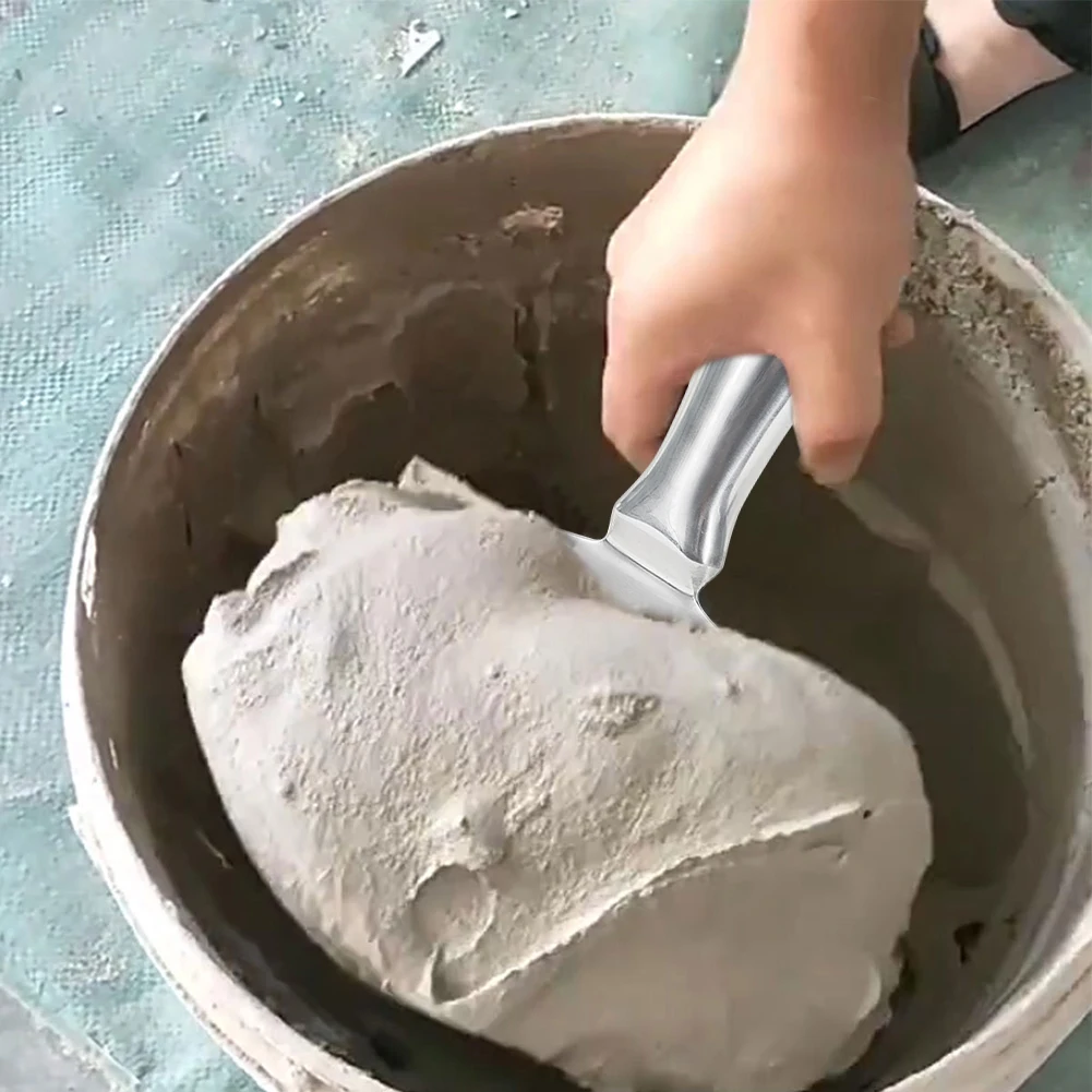 Stainless Steel Bucket Scoop Mud Scoop Arc-shape Shovel Putty Knife Scraper Drywall Plaster Tool for Paint Mortar Putty 4
