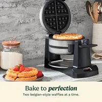 WAF-F40 Double Flip Belgian Waffle Maker, 1400 watts, New Black/Stainless 2