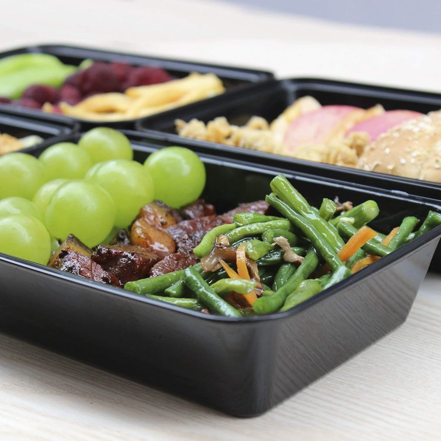 10 Plastic Disposable Food Containers Meal Prep Microwave Food Storage Containers with Lids Bento Lunch Box Fridge Storage Boxes