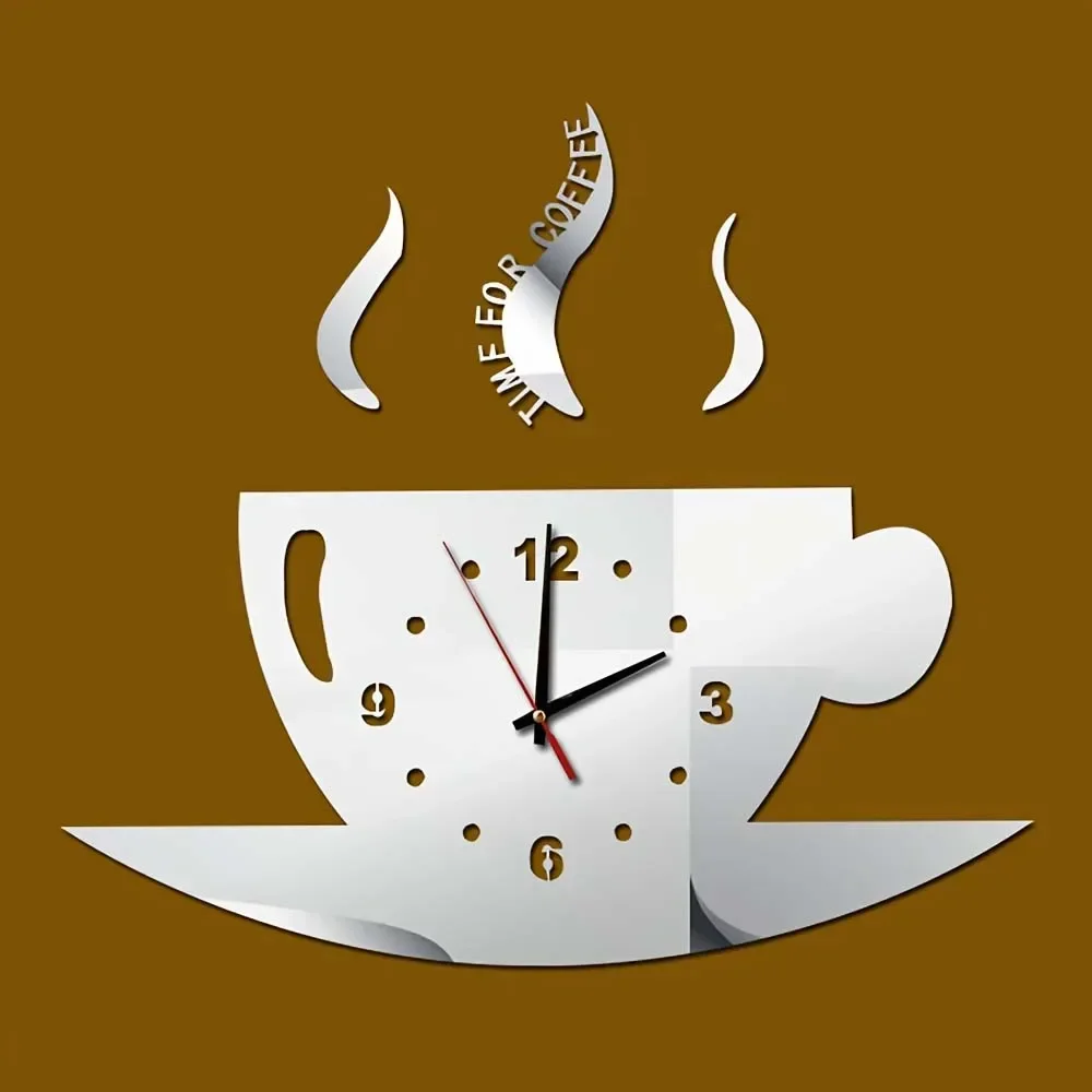 Silent Wall Clock Diy Personalised Clock Mirror Wall Sticker Living Room Acrylic Quartz Teapot Modern Living Room