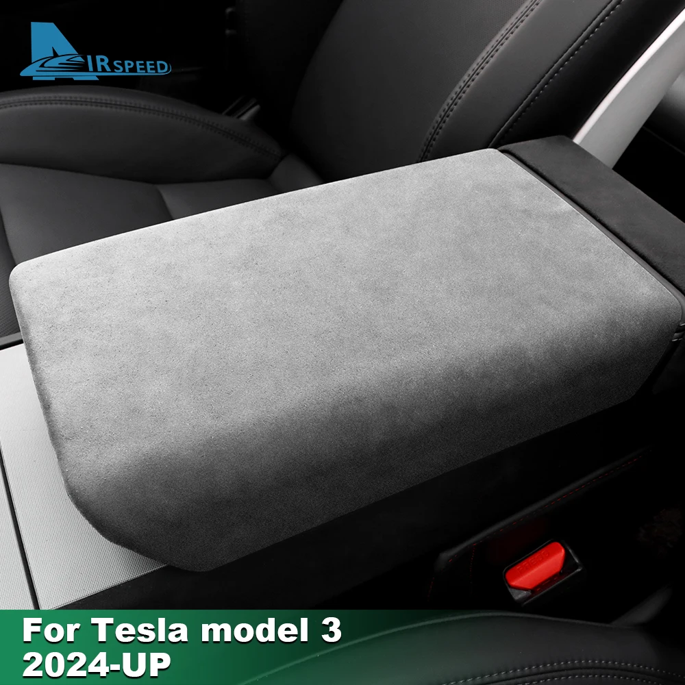 

Italian Top Suede Armrest Cover for Tesla Model 3 Highland 2024-Up Organizer Center Console Box Protect Car Accessories