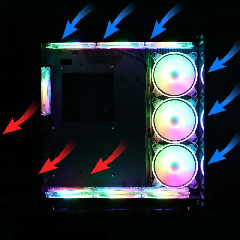 120mm 4Pin RGB Crystal Cooling Fans 12CM Colorful Case Fan LED Light Heat Dissipation Computer Fan Cooler Radiator