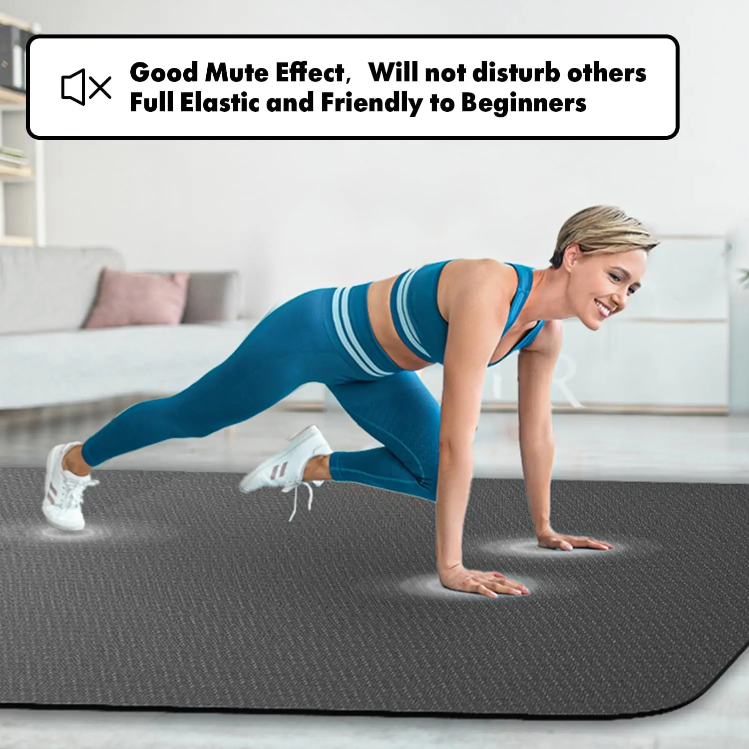Extra Wide 6x4ft Large Yoga Mat - 1/4 3