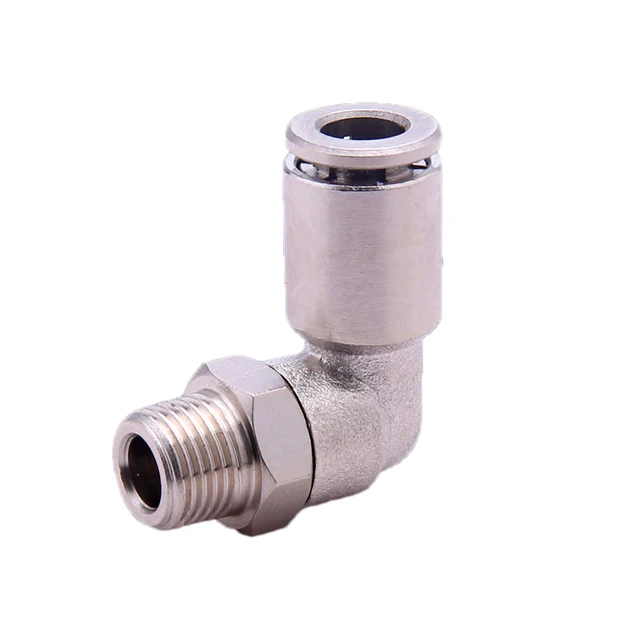 PL Copper nickel plated pneumatic connector hose 4 6 8 10 12mm pipe  connector plastic connector compressor push in quick release - AliExpress
