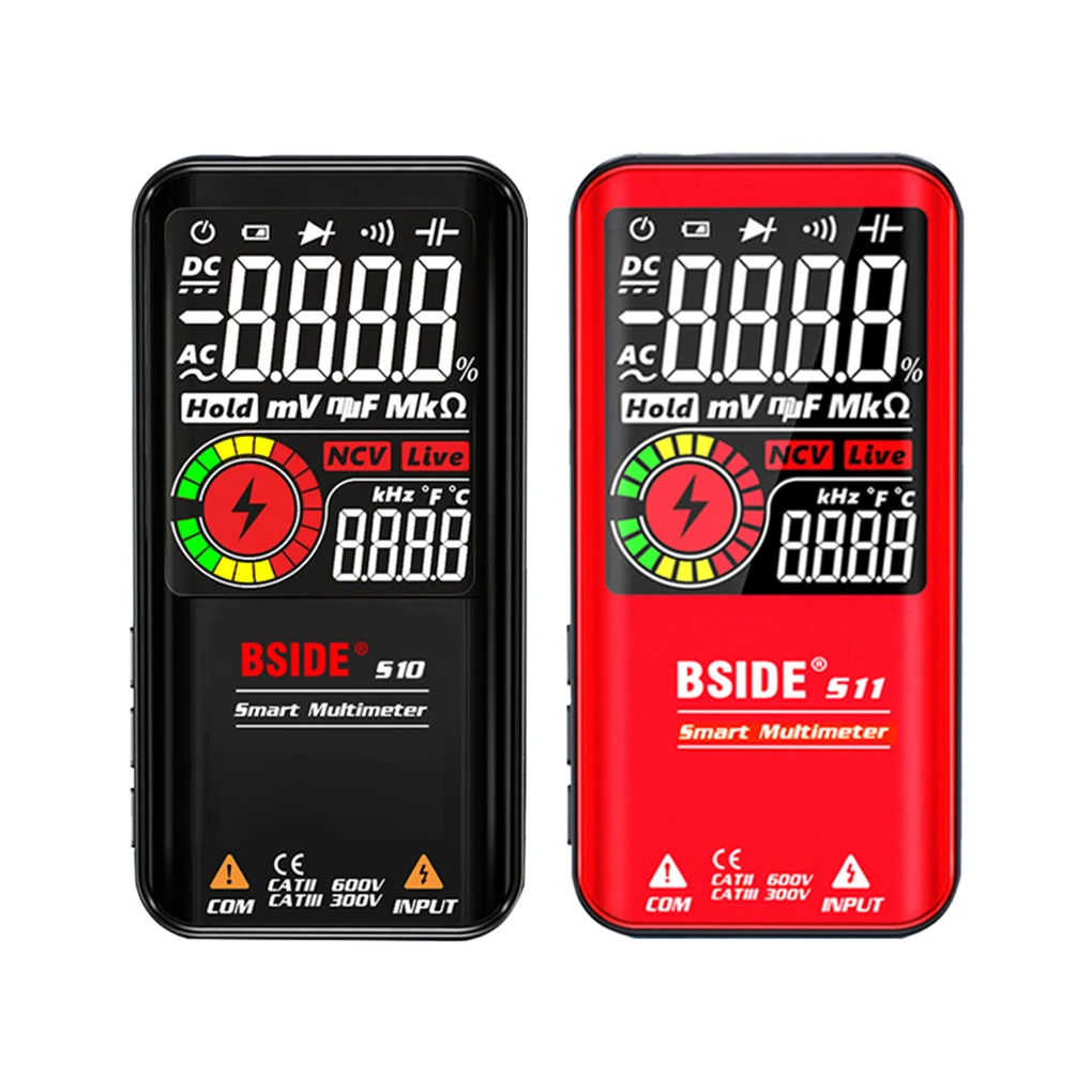 

BSIDE S11 Multimeter Voltage Resistance Rechargeable 9999 Counts Capacitance Meter Backlight Voltmeter Tester Black