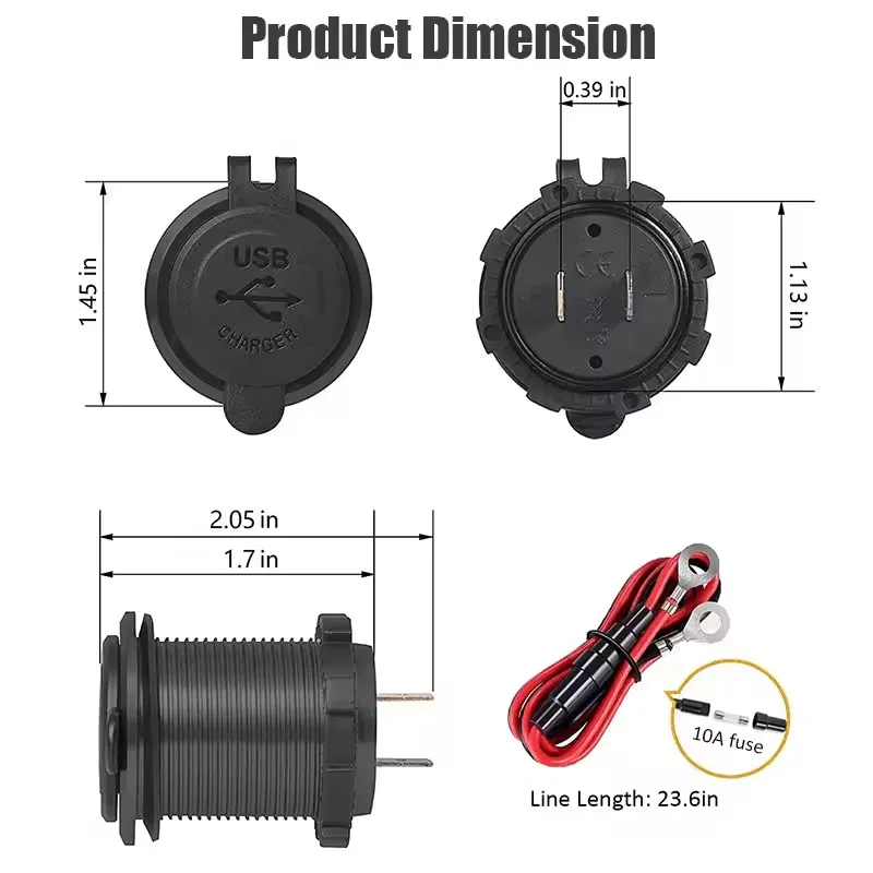Waterproof Dual USB Car Charger with Touch Switch