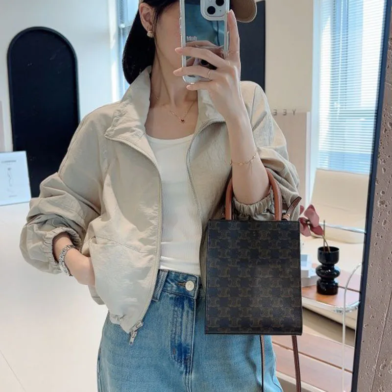 

korean outwear stand collar women jacket loose casual short Bomber jacket female solid all match women's coat