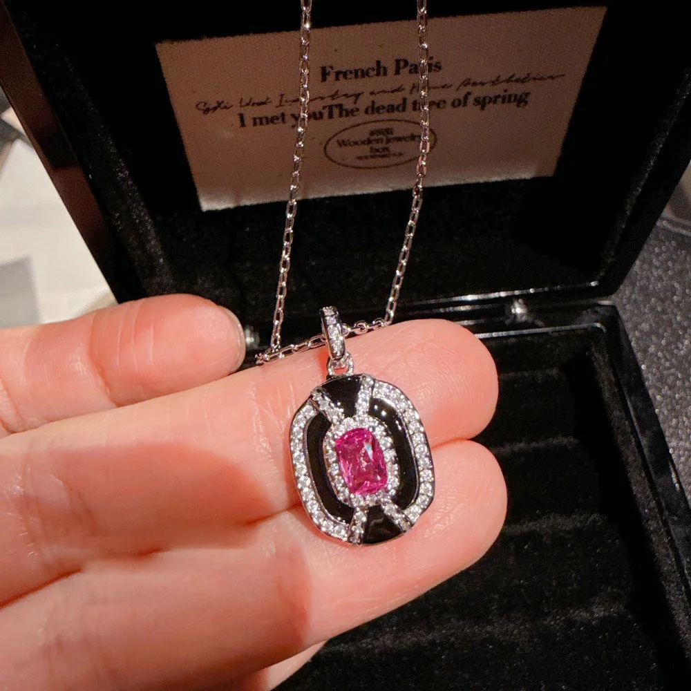 Women 2024 Rupee Onyx Gemstone Ring Vintage Honeycomb Rouge Pink Zirconia Necklace Earrings 5