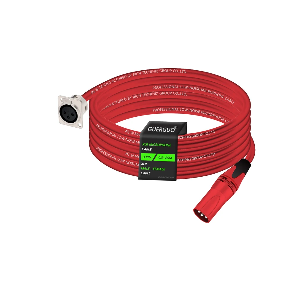 J&D Cavo XLR Tipo D, 2 Pezzi Cavo Passante XLR, Adattatore da Femmina a Maschio Treccia in Nylon per Stage Box, Patch Panel, Montaggio Pannello, Floor Box, Senza Saldatura per Audio Pro