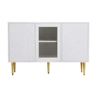 KOMHTOM 3 Doors Metal Feed Glass Doors White Dresser